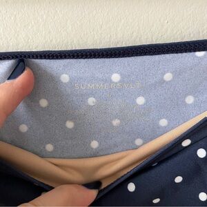 Summersalt Marina Navy Blue and White high leg high rise bottom Size 6 NWT